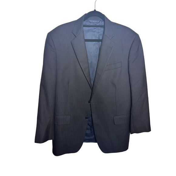 Brooks Brothers 1818 Madison Saxxon Navy 2-Button Striped Size 42R Men’sa - Picture 2 of 9